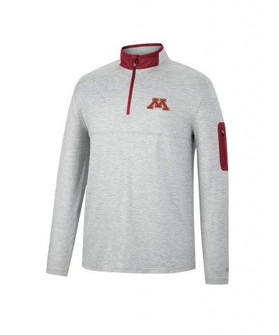 Men's Heathered Gray, Maroon Minnesota Golden Gophers Country Club Windshirt Quarter-Zip Jacket $35.74 Sweatshirt