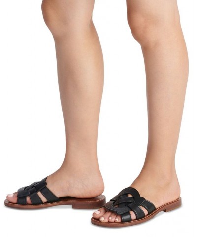 Issa "C" Emblem Slide Sandals Brown $64.35 Shoes