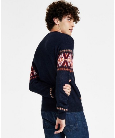 Men's Classic-Fit Crewneck Fair Isle Sweater Blue $20.78 Sweaters