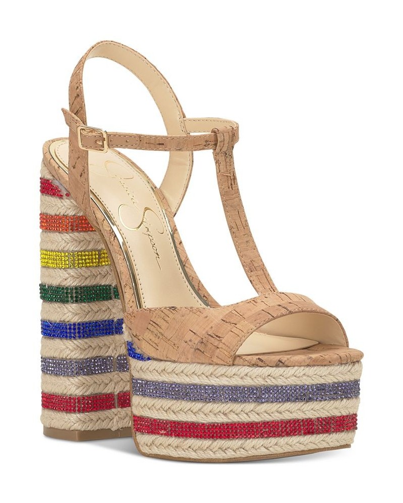 Women's Ameeka Ankle-Strap Platform Sandals Tan/Beige $46.44 Shoes