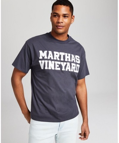 Men's Martha's Vineyard Embroidered T-Shirt Gray $15.40 T-Shirts