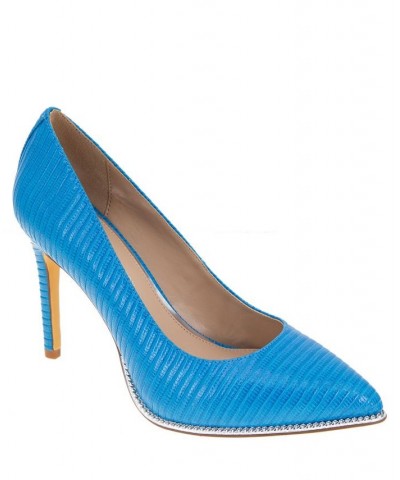 Women's Harlia Pointy Toe Pump Bali Blue Lizard $44.03 Shoes