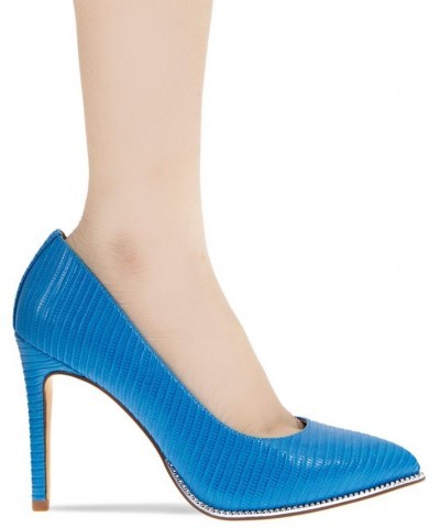 Women's Harlia Pointy Toe Pump Bali Blue Lizard $44.03 Shoes