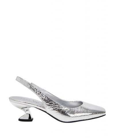 Women's The Laterr Slip-On Sling Back Pumps Silver $49.68 Shoes