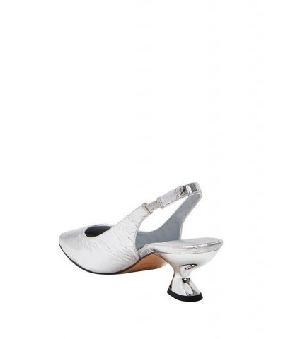 Women's The Laterr Slip-On Sling Back Pumps Silver $49.68 Shoes