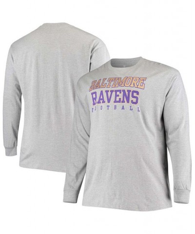 Men's Big and Tall Heathered Gray Baltimore Ravens Practice Long Sleeve T-shirt $23.59 T-Shirts