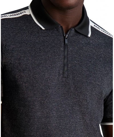 Men's Regular-Fit Tipped Logo-Taped 1/4-Zip Polo Shirt Black $34.75 Shirts