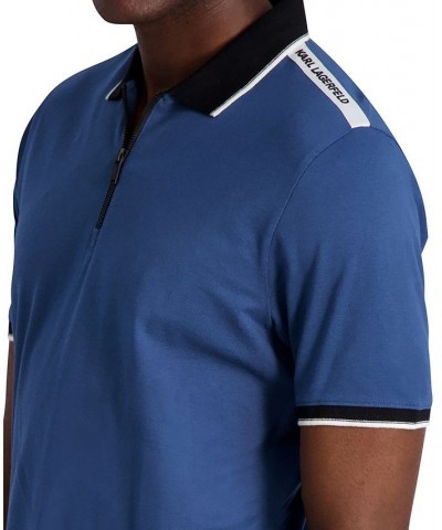 Men's Regular-Fit Tipped Logo-Taped 1/4-Zip Polo Shirt Black $34.75 Shirts