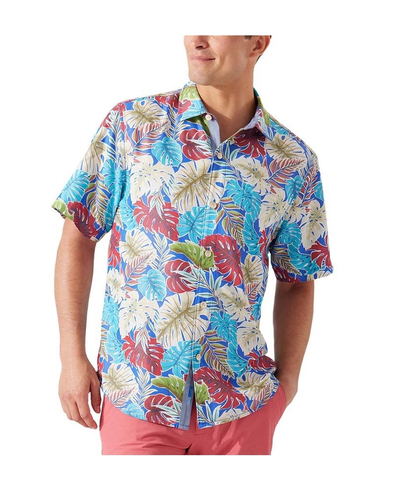 Men's Coconut Point Fronds Mosaic IslandZone Camp Shirt Blue $37.32 Shirts