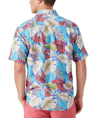 Men's Coconut Point Fronds Mosaic IslandZone Camp Shirt Blue $37.32 Shirts