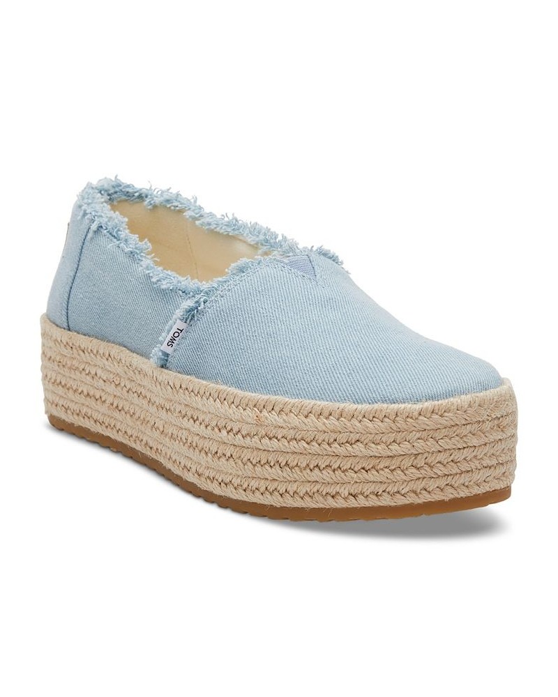 Women's Valencia Canvas Platform Espadrilles Blue $36.49 Shoes