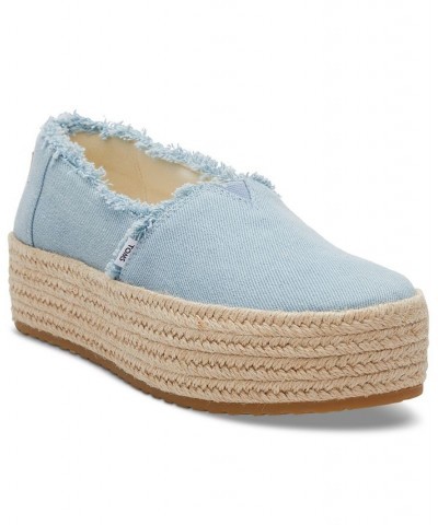 Women's Valencia Canvas Platform Espadrilles Blue $36.49 Shoes