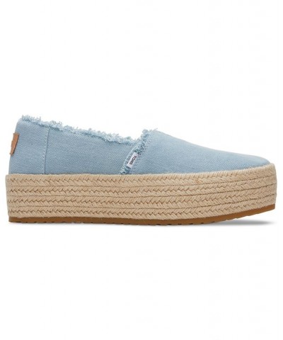 Women's Valencia Canvas Platform Espadrilles Blue $36.49 Shoes