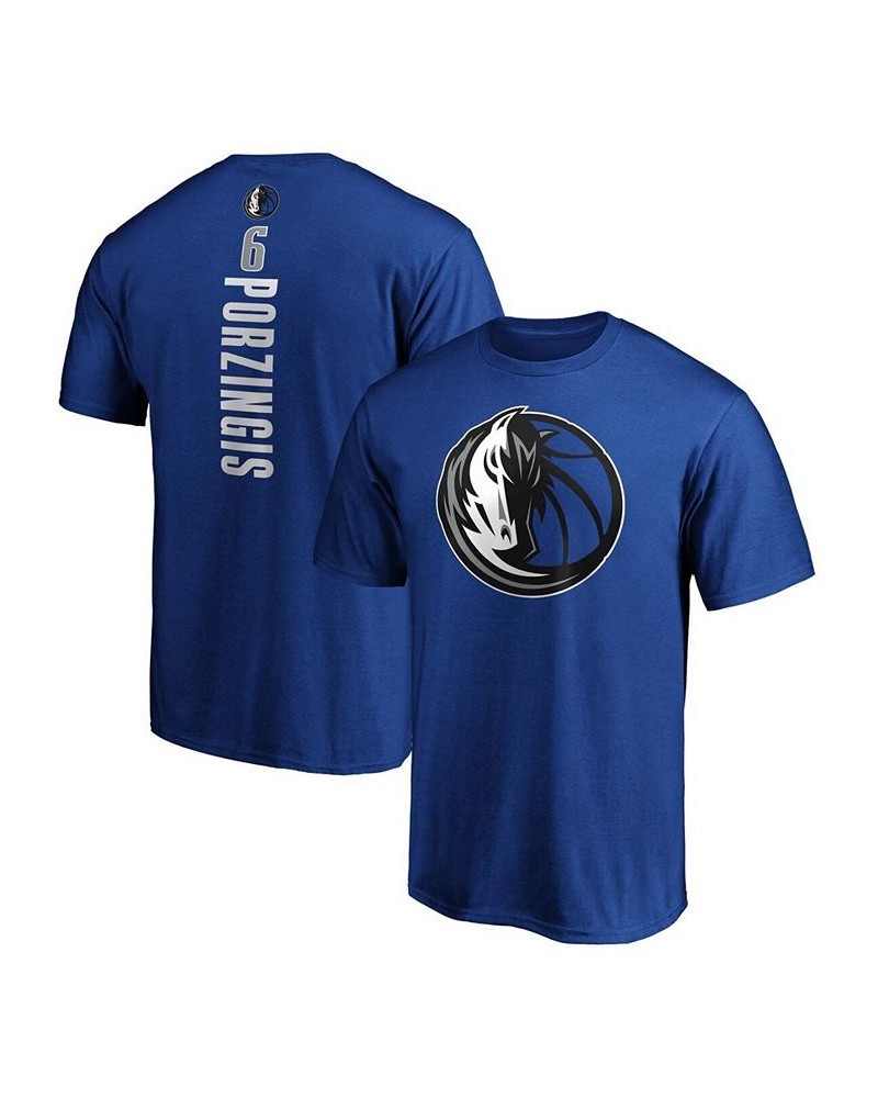 Men's Kristaps Porzingis Blue Dallas Mavericks Team Playmaker Name and Number T-shirt $20.39 T-Shirts