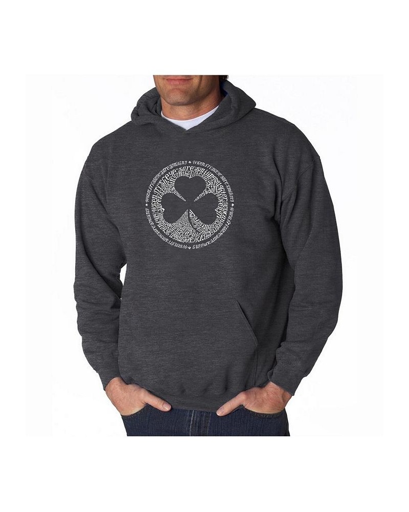 Men's Word Art Hoodie - Irish Eyes Clover Gray $25.20 Sweatshirt