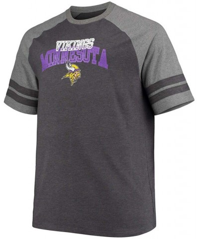 Men's Big and Tall Charcoal, Heathered Gray Minnesota Vikings Two-Stripe Tri-Blend Raglan T-shirt $20.79 T-Shirts