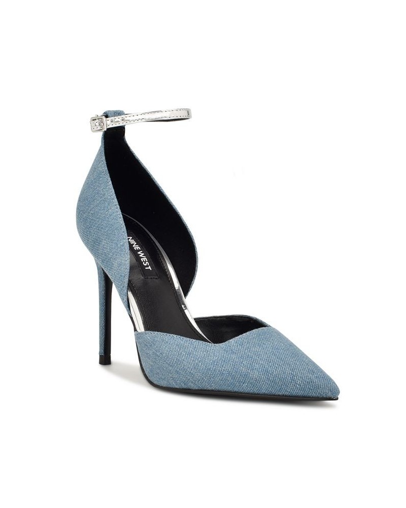 Women's Finda Pointy Toe Stiletto Dress Pumps Blue $50.14 Shoes