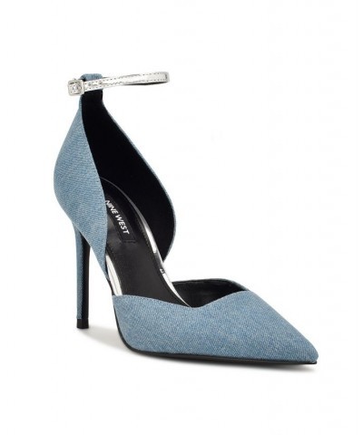 Women's Finda Pointy Toe Stiletto Dress Pumps Blue $50.14 Shoes