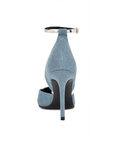 Women's Finda Pointy Toe Stiletto Dress Pumps Blue $50.14 Shoes