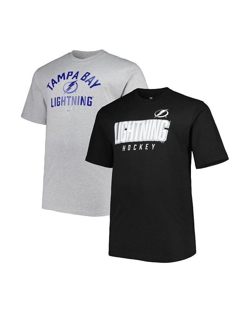 Men's Black, Heather Gray Tampa Bay Lightning Big and Tall Two-Pack T-shirt Set $33.60 T-Shirts