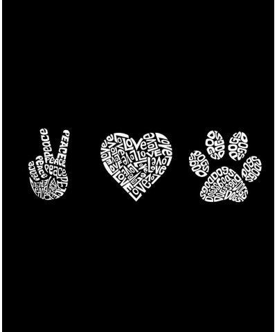 Men's Raglan Baseball 3/4 Sleeve Peace Love Dogs Word Art T-shirt Gray, Black $22.05 T-Shirts